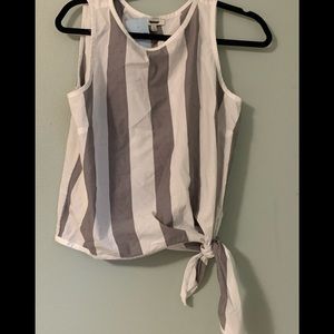 Madewell Grey/White Striped Tank Medium